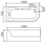 Ванна акриловая гидромассажная WeltWasser WW HB ALSTER 150/75 WT L Левая  150*75*58.