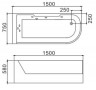 Ванна акриловая гидромассажная WeltWasser WW HB ALSTER 150/75 WT  R  Правая  150*75*58. 