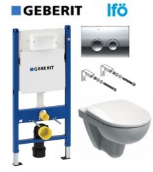 Система инсталляции Geberit Duofix Delta 458.124.21.1 в комплекте с подвесным унитазом Ifo Special RP731300100 с сиденьем